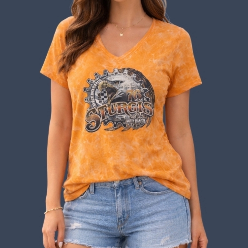 HARLEY DAVIDSON Orange Sturgis 76th Annual Short Sleeve Tee